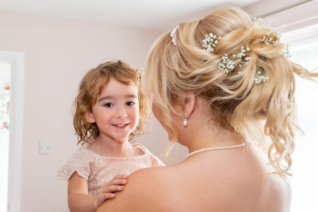 Mother holding daughter before getting married